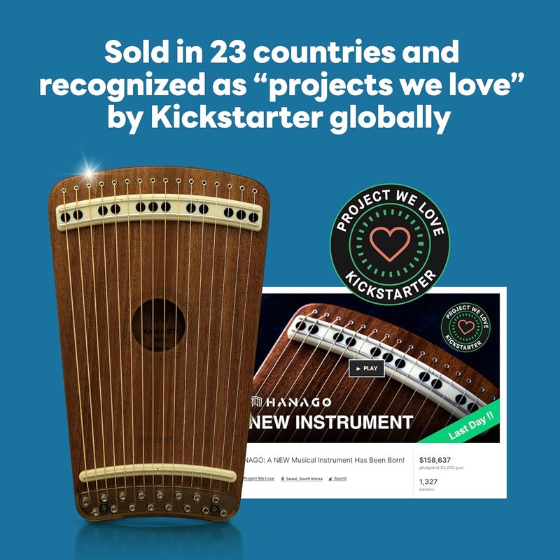 KOAURA Guitar Harp | Hanago MD28 [16 Strings but Playable 28 Notes] Single-Fret Fingerboard with Piano Array, Portable A4 Size, All Solid Wood (Dark Mahogany) - Image 5